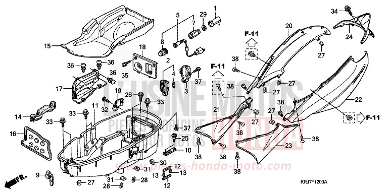HOUSSE DE CARROSSERIE/COMPARTIMENT A BAGAGES de S-wing ABS PEARL NIGHTSTAR BLACK (NHA84) 2011